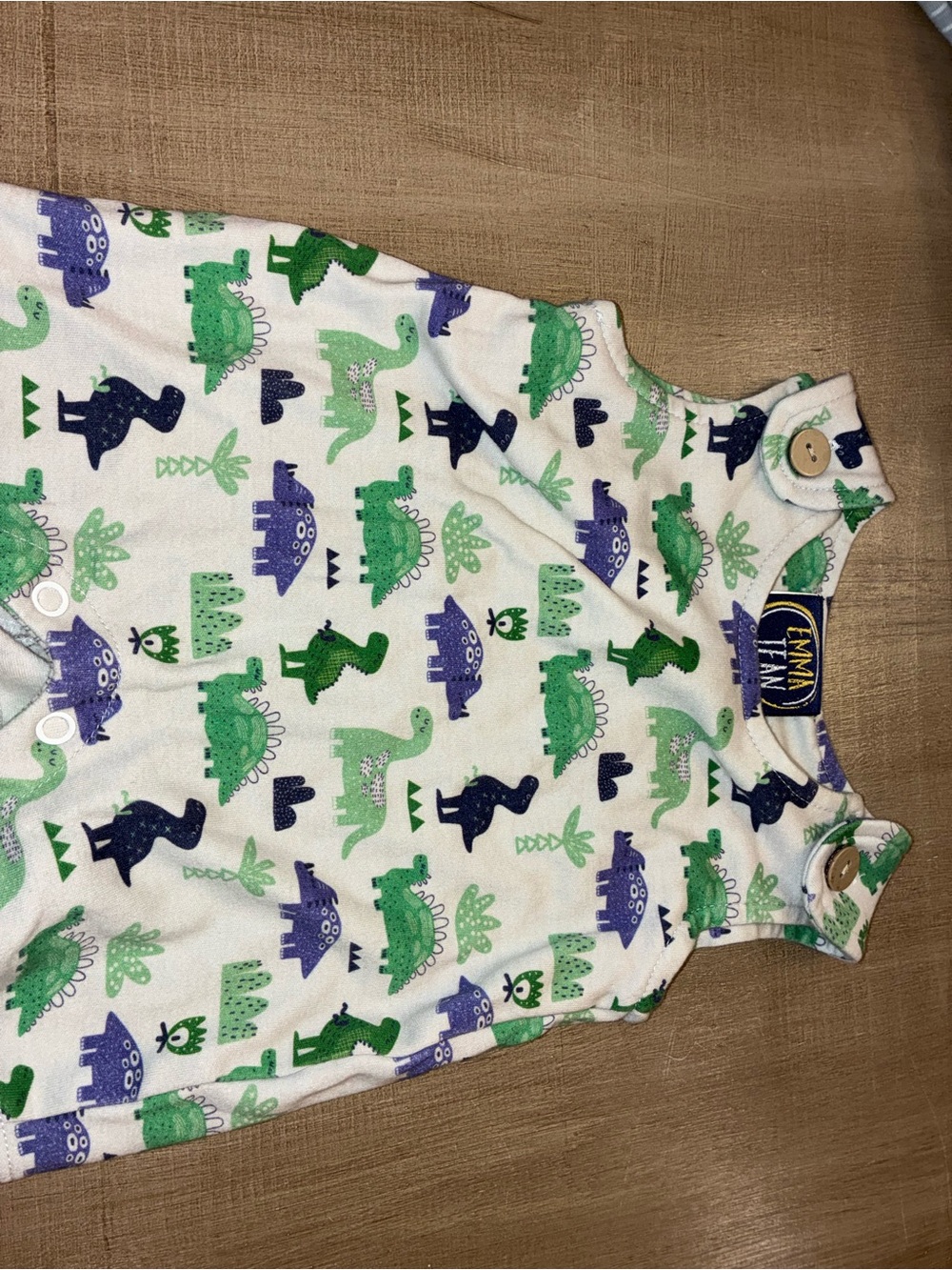 Carter's White Sleeper with Green and Blue Dinosaur Print